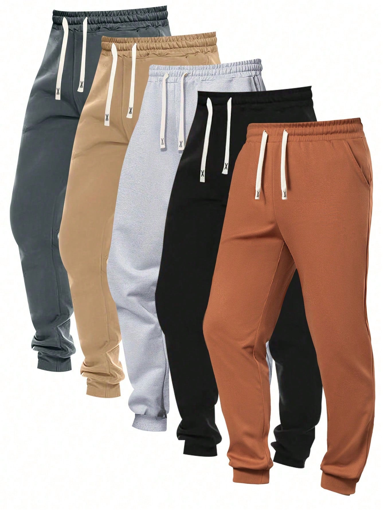 New Men's Regular Fit Drawstring Waist Pockets Slim Sports Pants, Suitable For Outdoor Activities In Spring