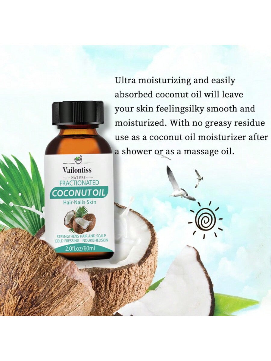 Vailonliss Vailontiss Fractionated Coconut Oil 2.0fl.Oz/60ml - Base Oil, Carrier Oil, Massage Oil - Suitable For Massage, Hair, Skin, Nails