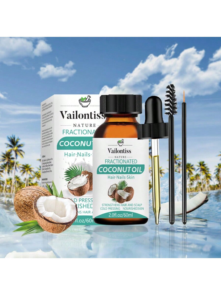 Vailonliss Vailontiss Fractionated Coconut Oil 2.0fl.Oz/60ml - Base Oil, Carrier Oil, Massage Oil - Suitable For Massage, Hair, Skin, Nails