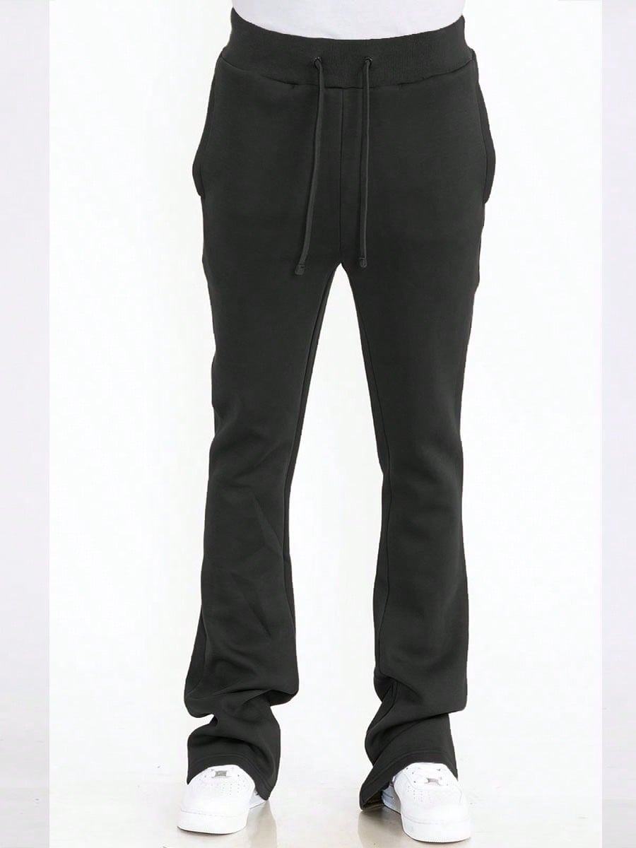 Mens Casual Tech Fleece Solid Stacked Sweat Pants