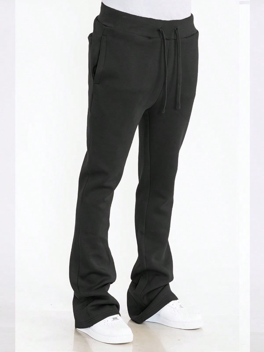 Mens Casual Tech Fleece Solid Stacked Sweat Pants