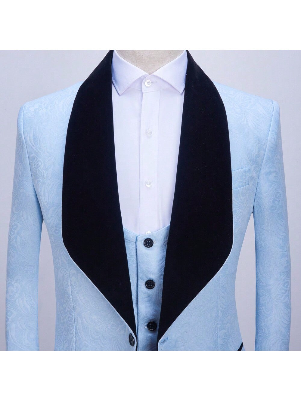 Men's Suits Slim Fit 3 Piece One Button Tuxedo Suit Set Wedding Prom Dinner Party(Blazer Vest Pants)