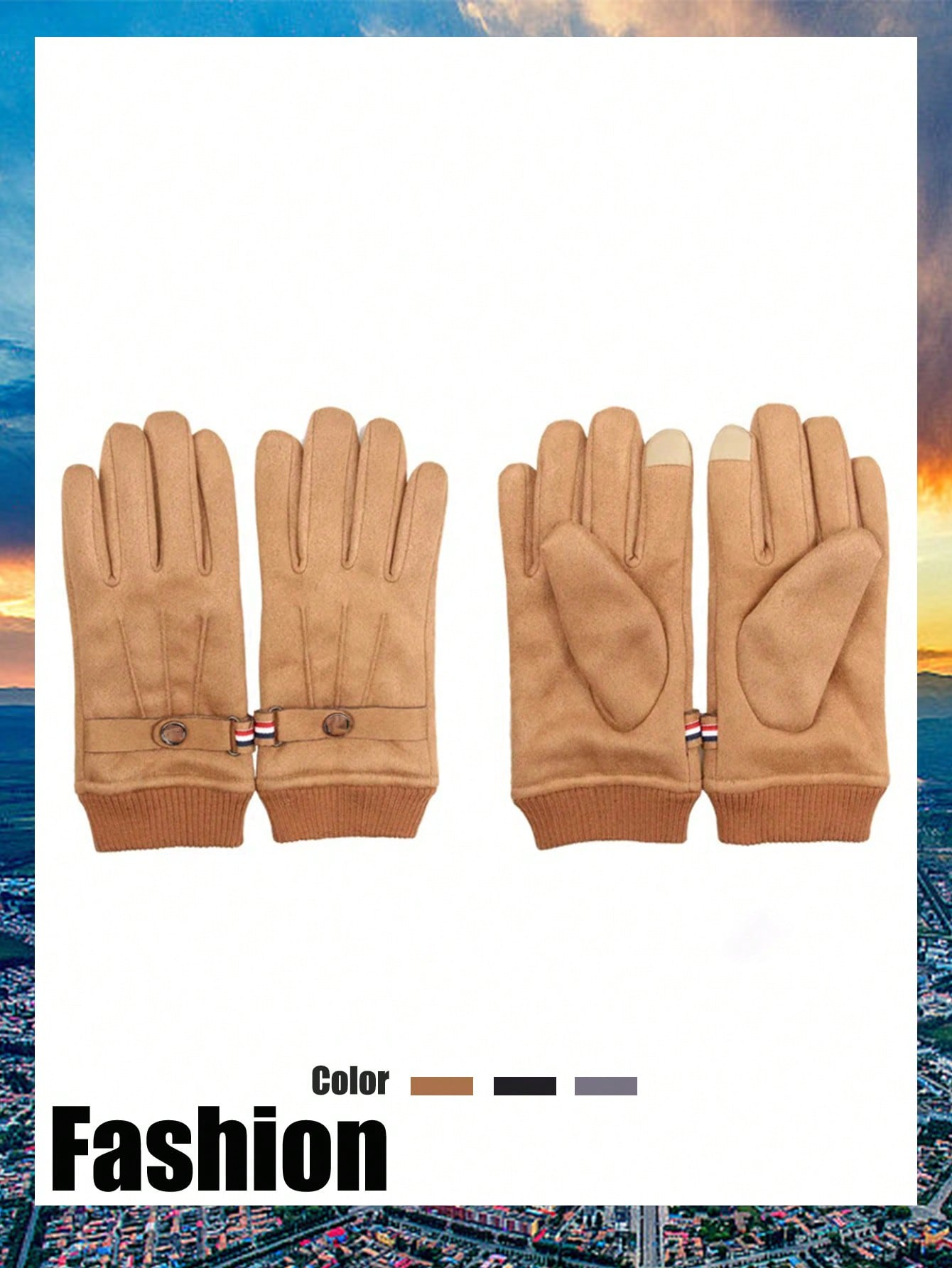 1 Pair Suede Fleece Gloves For Men, Warm And Thick, Suitable For Autumn/Winter, Outdoor, Cycling, And E-Bike Driving