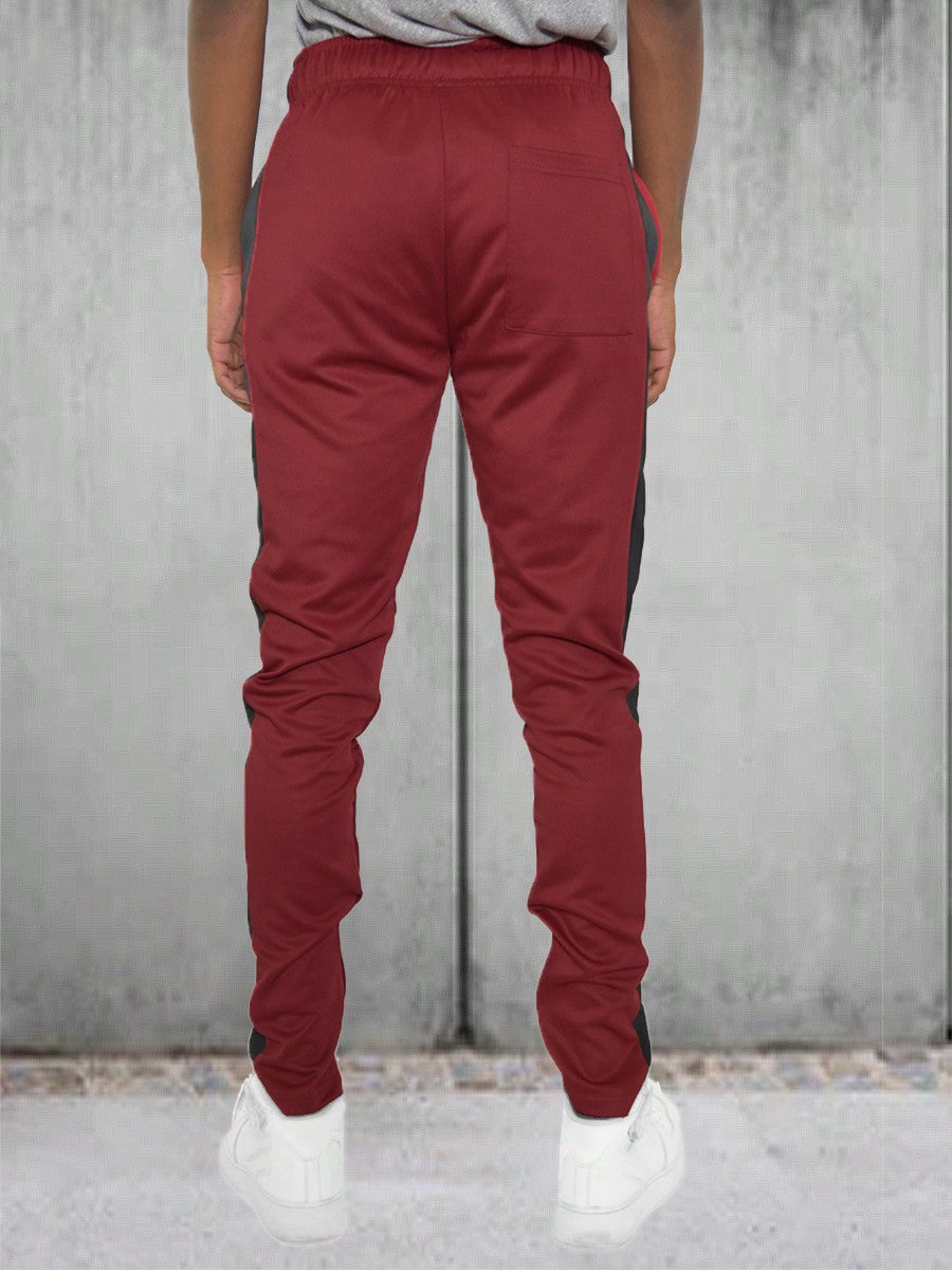 Men Side Stripe Ankle Zipper Track Pants Jogger  Sweatpants Contrast Color Hem Zipper