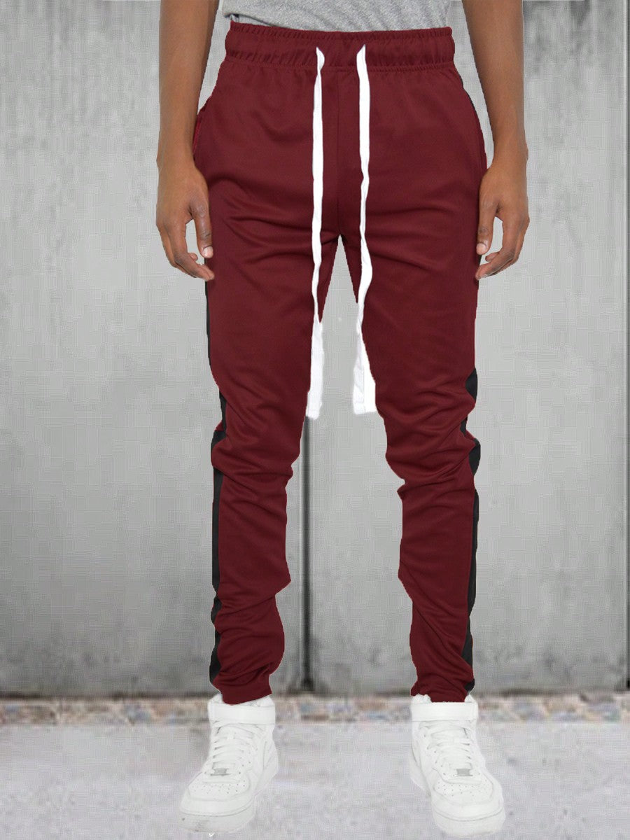 Men Side Stripe Ankle Zipper Track Pants Jogger  Sweatpants Contrast Color Hem Zipper