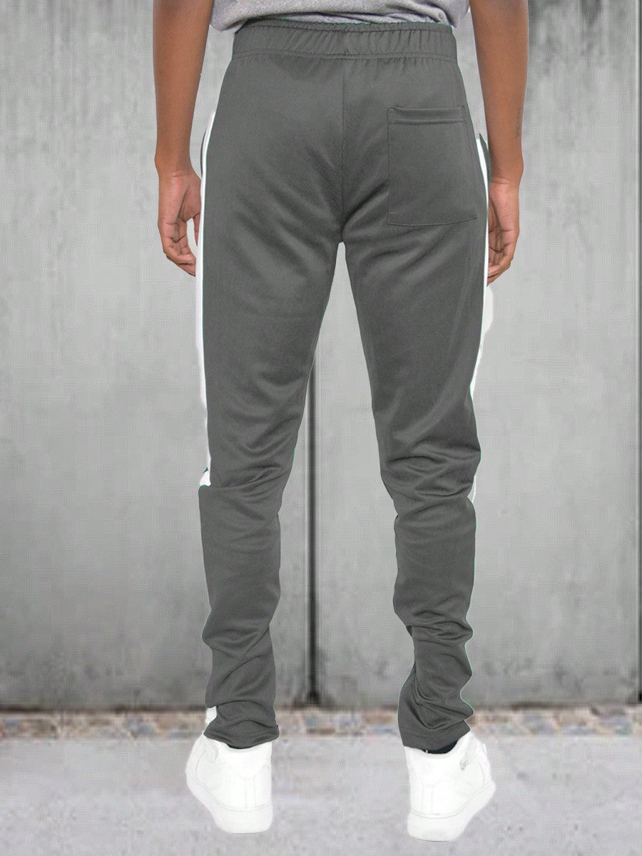 Men Side Stripe Ankle Zipper Track Pants Jogger  Sweatpants Contrast Color Hem Zipper