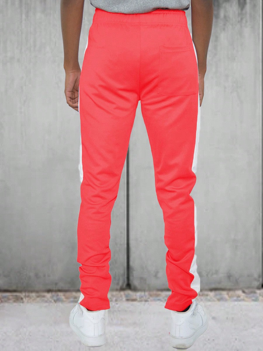 Men Side Stripe Ankle Zipper Track Pants Jogger  Sweatpants Contrast Color Hem Zipper