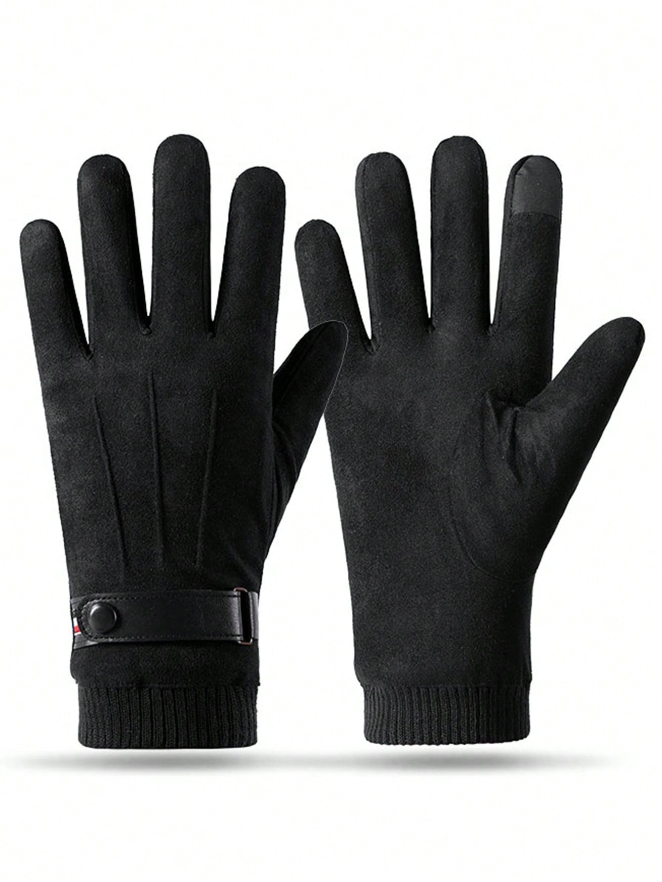 Winter Suede Gloves Men's Outdoor Cycling Cycling Padded Warm Comfortable Students Korean Windproof Touch Screen Gloves