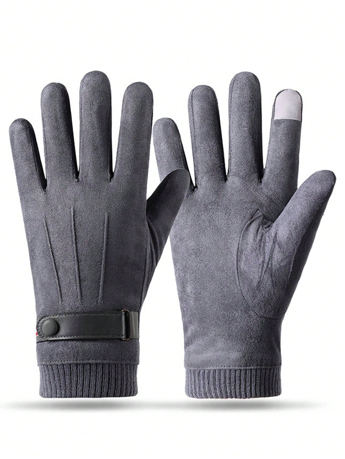 Winter Suede Gloves Men's Outdoor Cycling Cycling Padded Warm Comfortable Students Korean Windproof Touch Screen Gloves