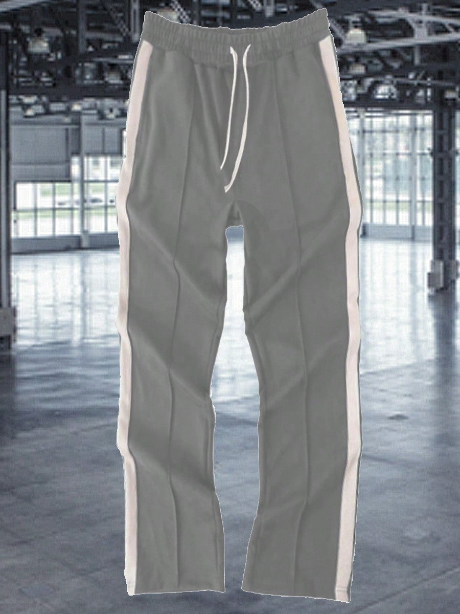 Mens Striped Straight Front Pleat Sweat Pants