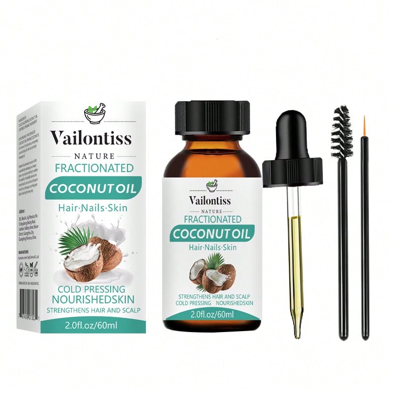 Vailonliss Vailontiss Fractionated Coconut Oil 2.0fl.Oz/60ml - Base Oil, Carrier Oil, Massage Oil - Suitable For Massage, Hair, Skin, Nails