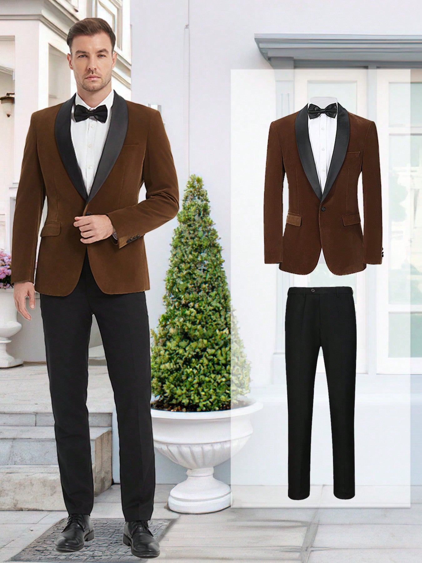 2 Piece Velvet Suit For Men, Luxurious One Button Blazer And Matching Pants For Party Dinner Events - Soft, Comfortable, Stylish Formal Wear, Tuxedo Blazer Wedding Prom Dinner Jacket