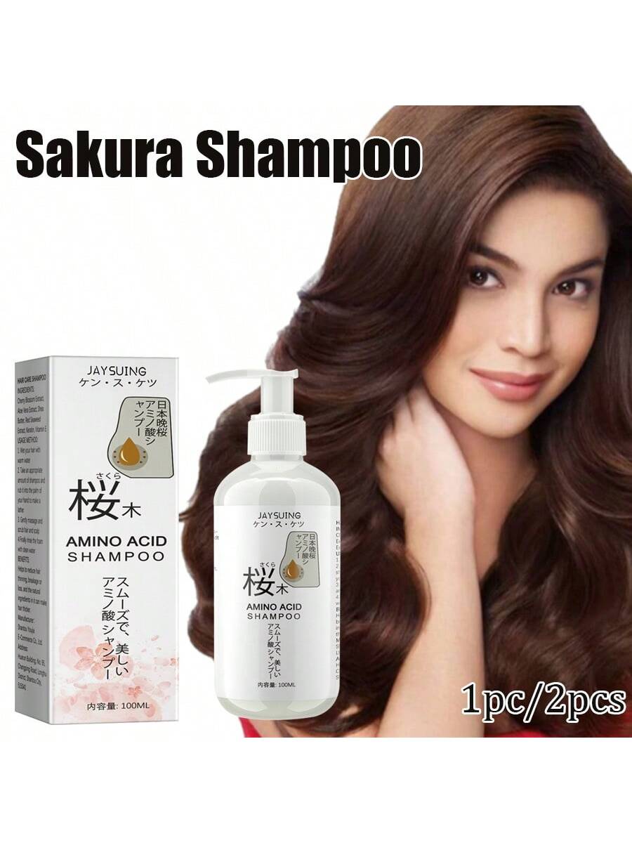 1pc/2pcs 100ml Sakura Shampoo Deeply Cleanses Effectively Controls Oil Moisturizes Massages Nourishes Hair Daily Hair Care Product