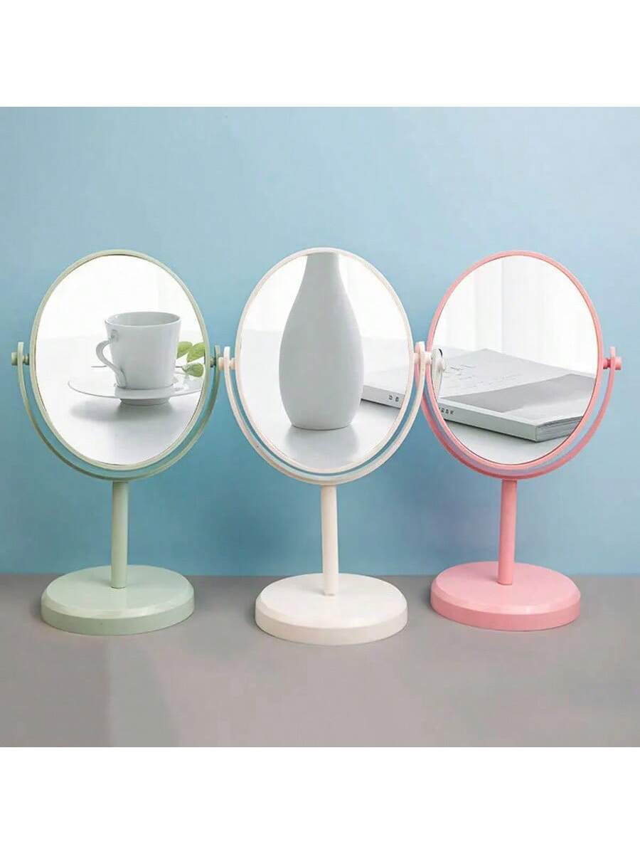 Desktop Makeup Mirror Single Side Rotatable Dresser Mirror Oval Standing Vanity Mirror Home Dormitory Desktop Cosmetic Mirrors Gifts