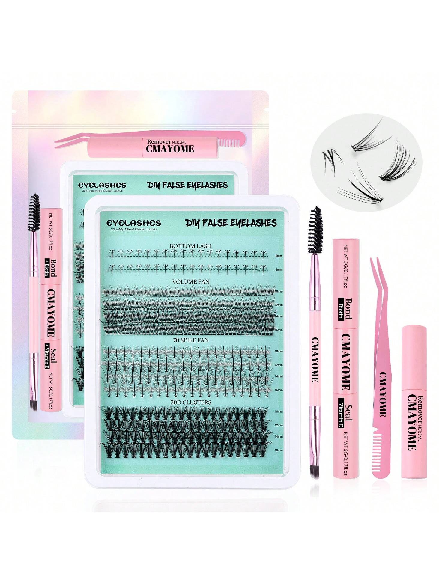 360 Clusters Of Professional Fine-Stemmed False Eyelashes, Thick And Natural With High Quality, 5-16mm Upper Eyelashes And Lower Eyelashes.