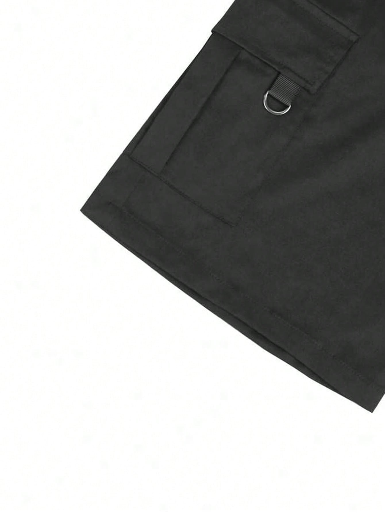 SANOPY Men's Solid Elastic Waist Casual Cargo Shorts With Pockets