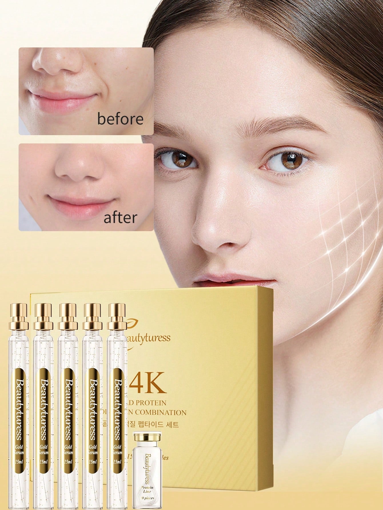 Golden Collagen Skincare Set - Reduces Fine Lines, Tightens, Refines Pores, Hydrates