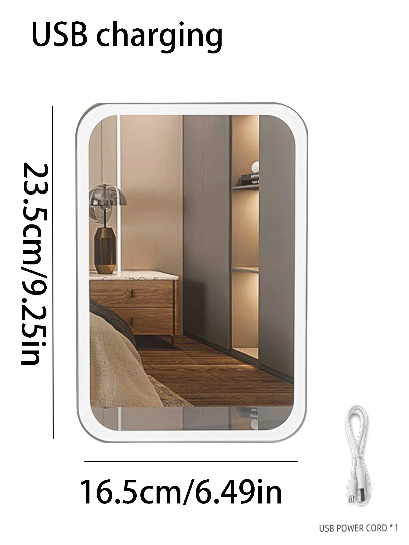 Portable LED Lighted Makeup Mirror, Folding Desk Mirror With Strap For Student Dormitory, Office And Dressing Table Best Gifts Birthday