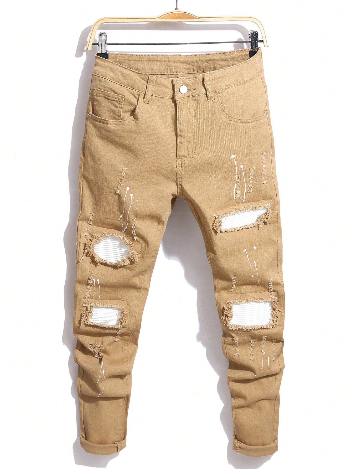 Manfinity LEGND Men's Distressed Slim-Fit Casual Denim Jeans With Pockets