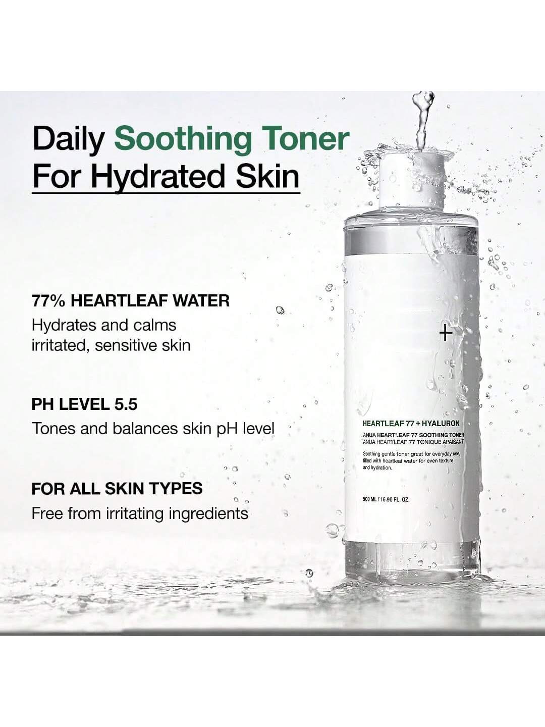 Heartleaf 77 Soothing Toner I Calming Skin, Refreshing, Hydrating, Purifying, Cruelty Free, Vegan,(250ml / 8.45 Fl.Oz.)