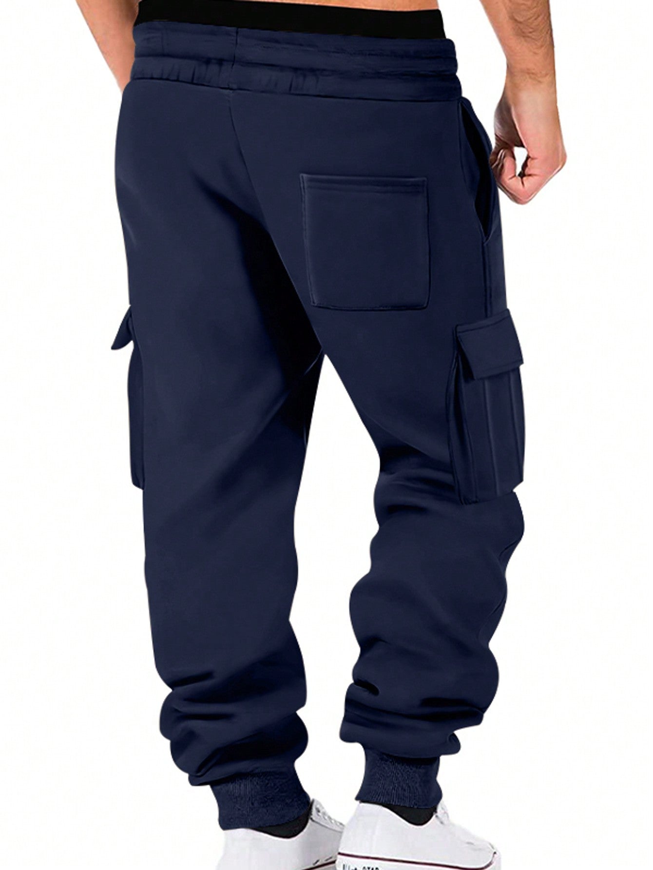 TRFIC TRFIC Mens Fleece Cargo Sweatpants Heavyweight Elastic Waist Pants With Pockets Baggy Drawstring Jogger Pants