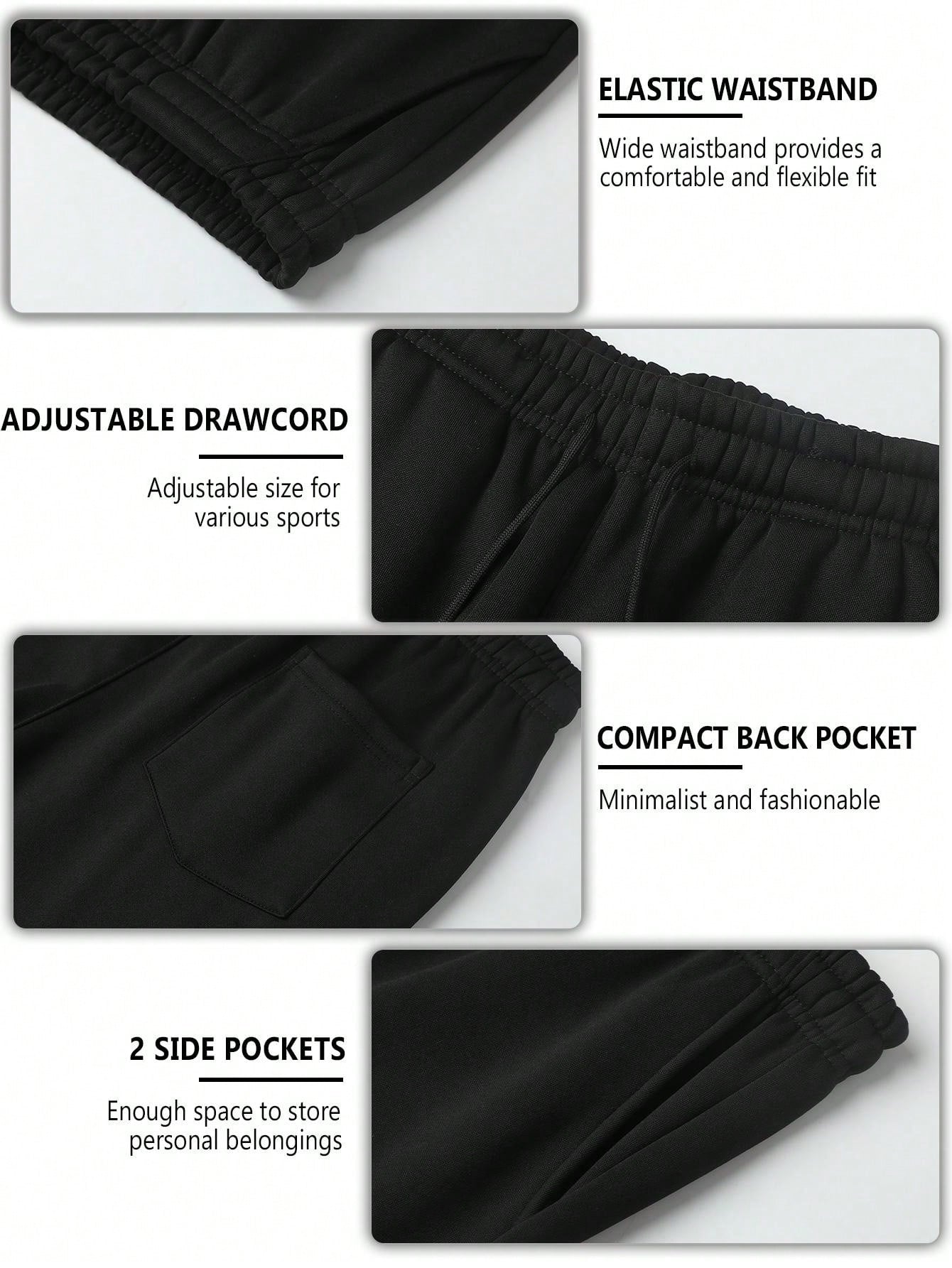 2-Pack Daily Sports Fitness Pants With Cuffs, Drawstring Waist Adjustment, Regular Fit, Casual And Versatile, Men's Outdoor Jogging And Exercise Casual Sports Pants