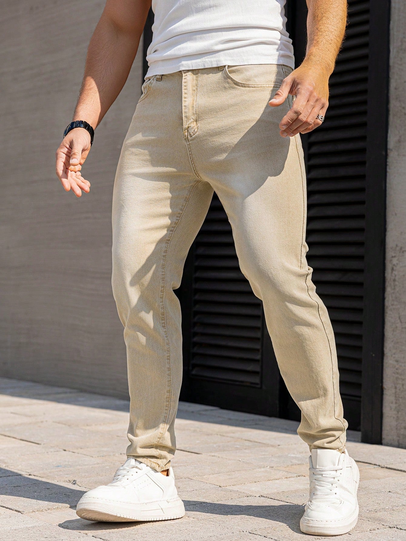 Manfinity Homme Men's Casual Straight-Leg Jeans With Pockets