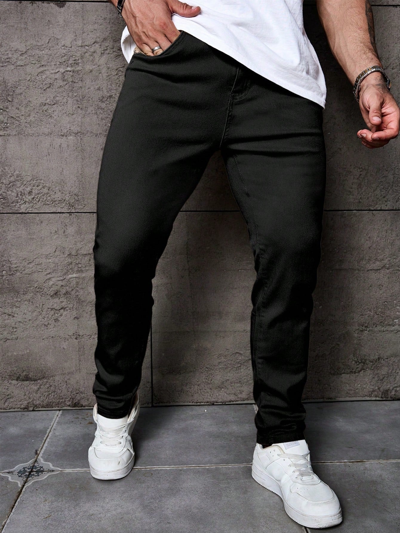 Manfinity Homme Men's Casual Straight-Leg Jeans With Pockets