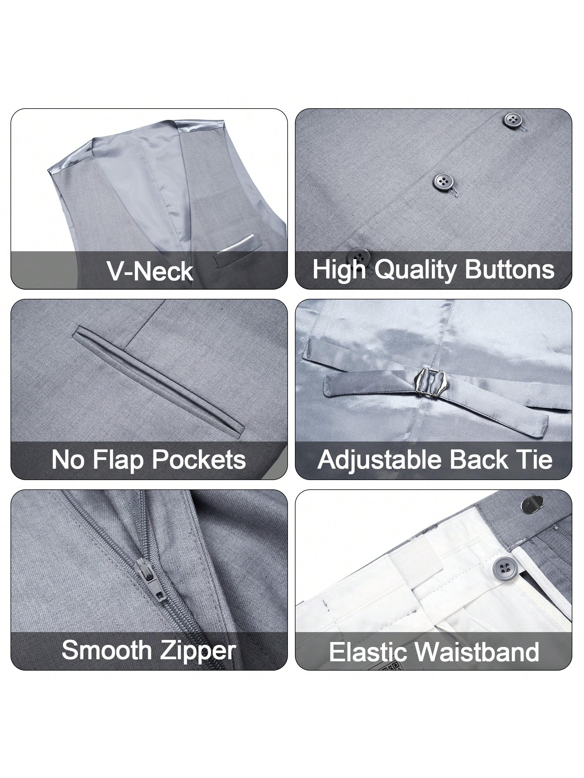 Men's 3 Pieces Suit Elegant Solid One Button Slim Fit Single Breasted Party Blazer Vest Pants Set