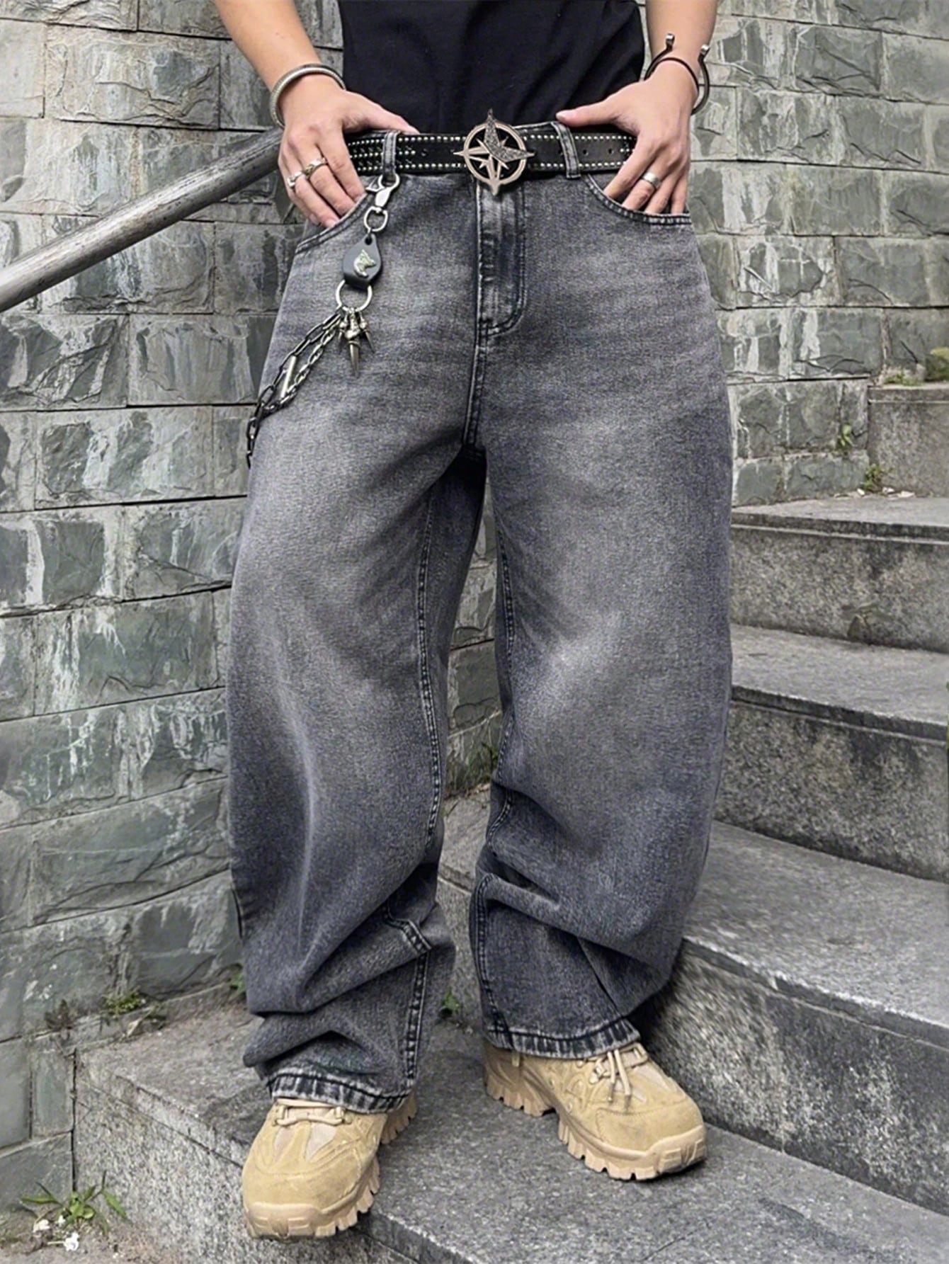 Manfinity Hypemode Men's Casual Multipocket Simple Design Denim Jeans, Everyday Wear
