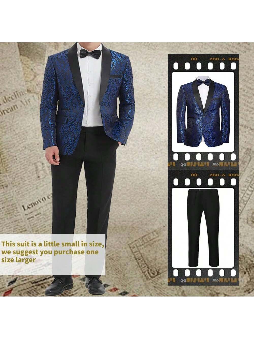 Plus Size 2 Pcs Men Suit Tuxedo Blazer Pants Jacquard Floral Print Shawl Collar One Collar Flap Pockets For Party Wedding Prom Formal Occasion