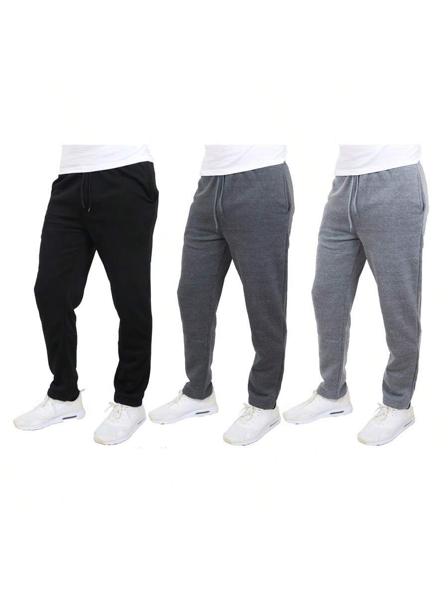 3-Pack Men's Fleece-Lined Open Botton Classic Sweatpants (S-XL)