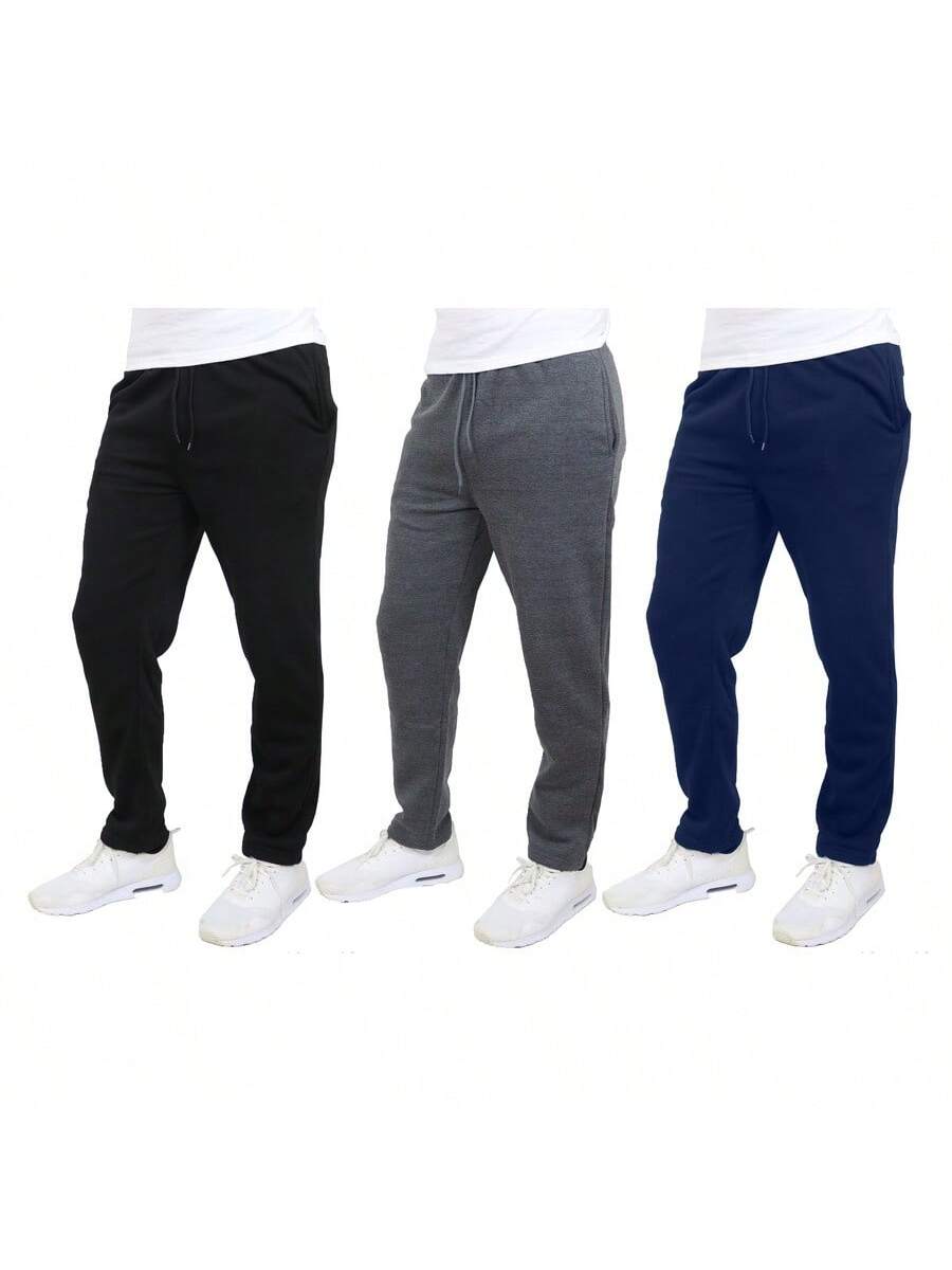 3-Pack Men's Fleece-Lined Open Botton Classic Sweatpants (S-XL)