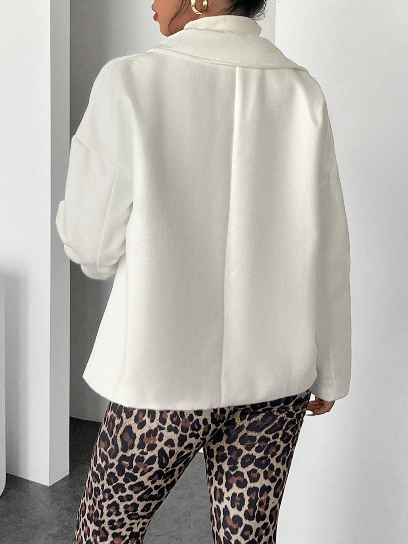 INAWLY Women's Solid Color Minimalist Casual Long Sleeve Jacket