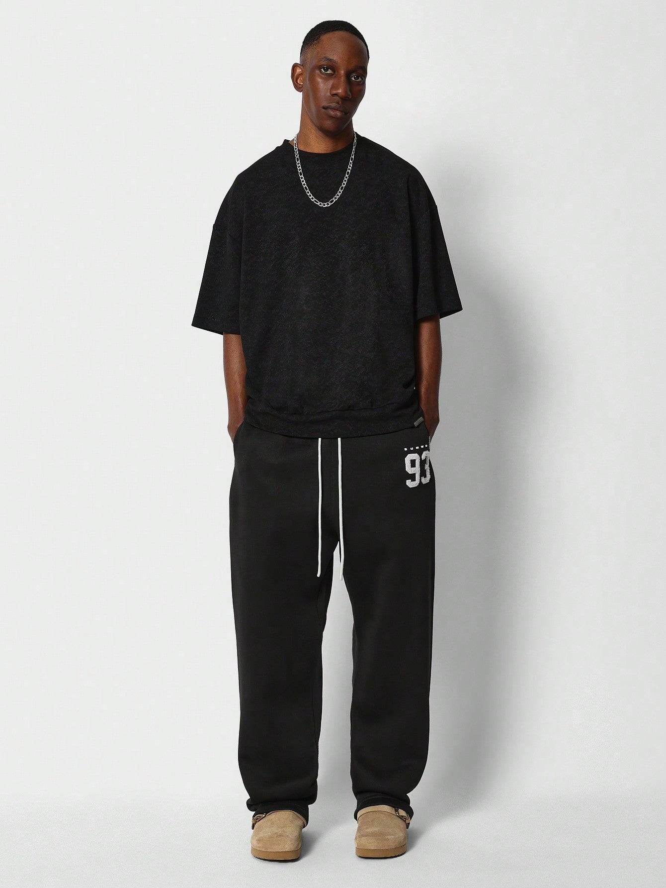 SUMWON Drop Crotch Jogger With Front Applique