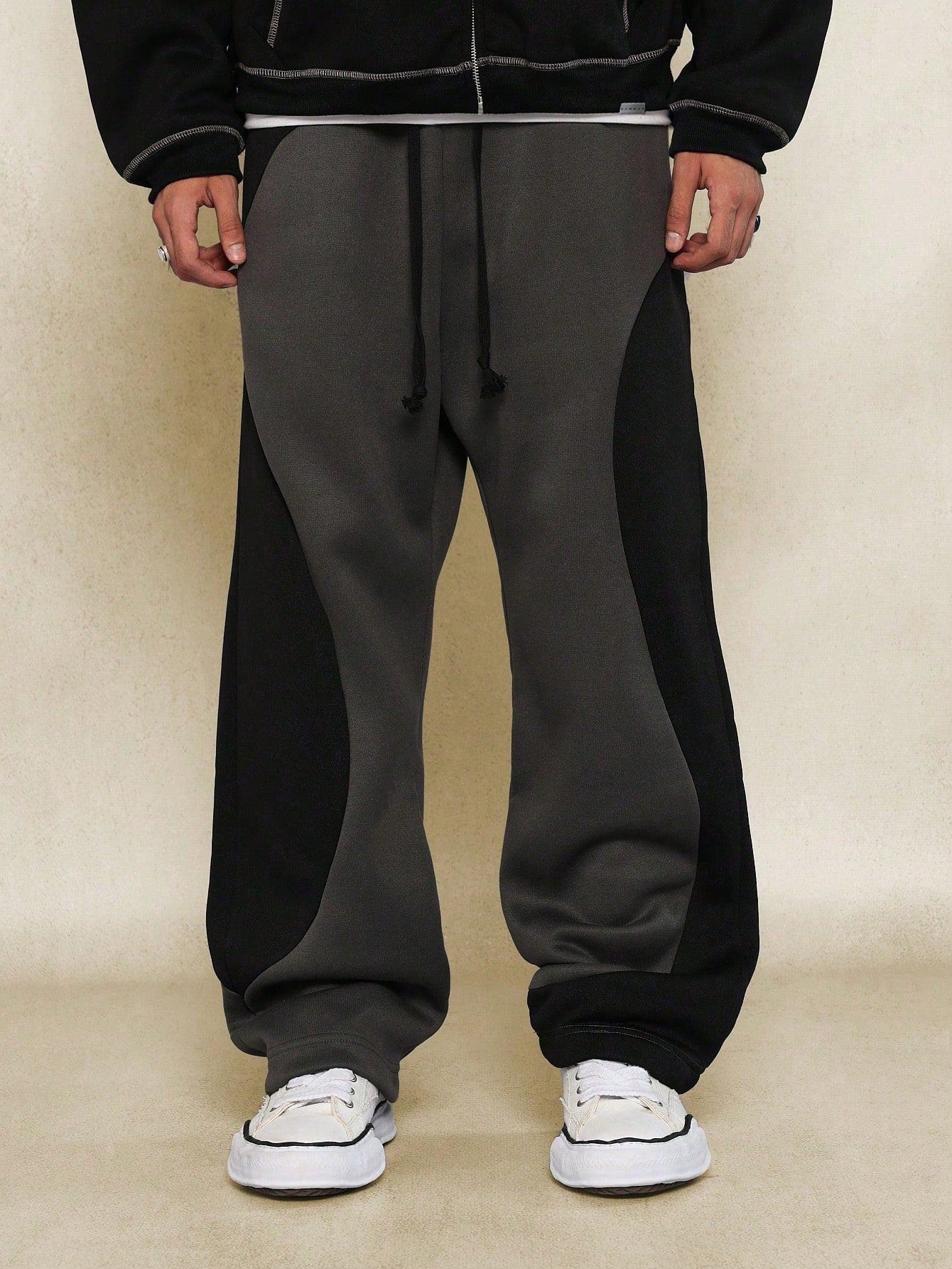 SUMWON Straight Fit Colour Block Curved Panel Jogger