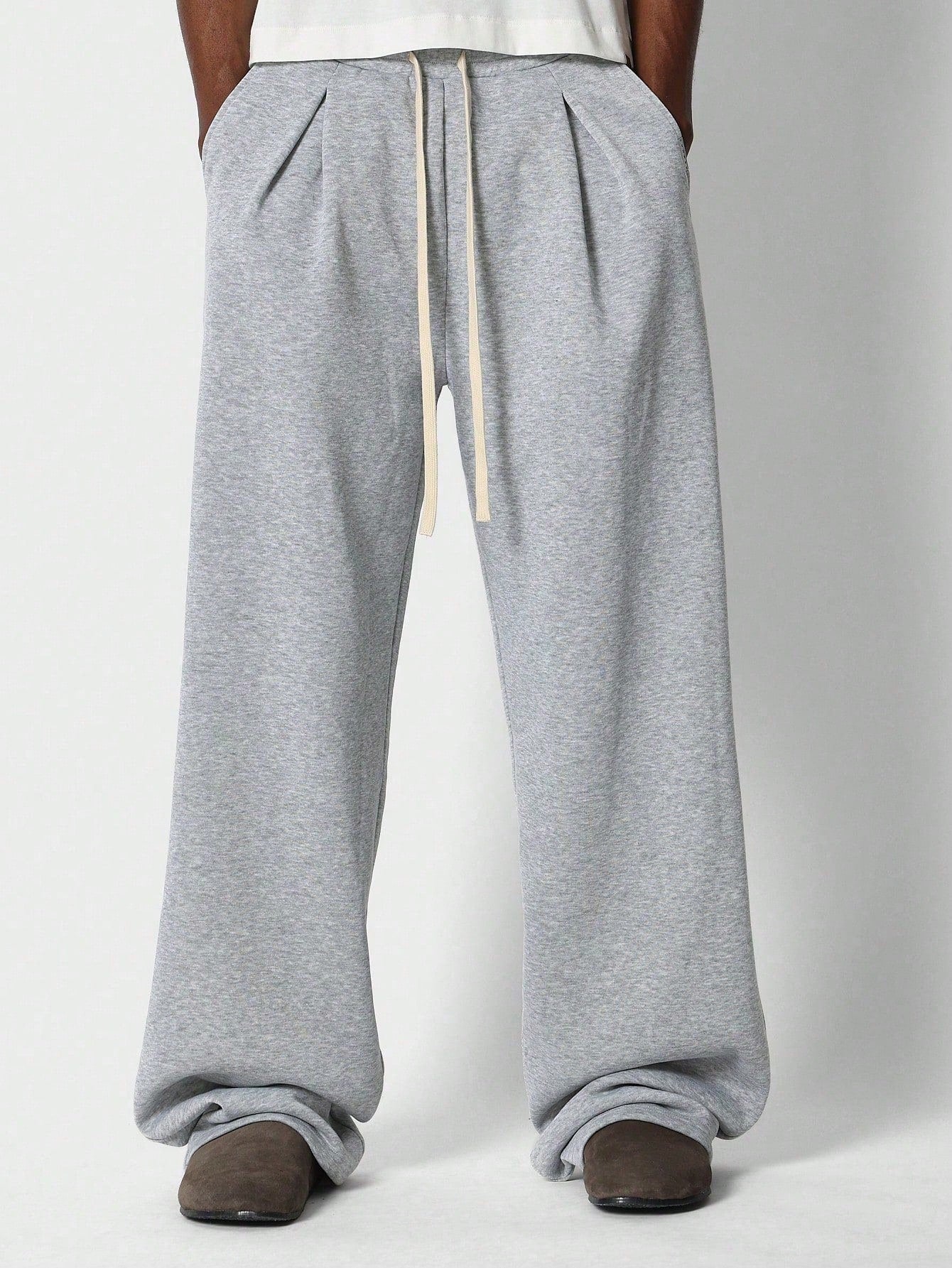 SUMWON Wide Leg Jogger With Pleat Detail