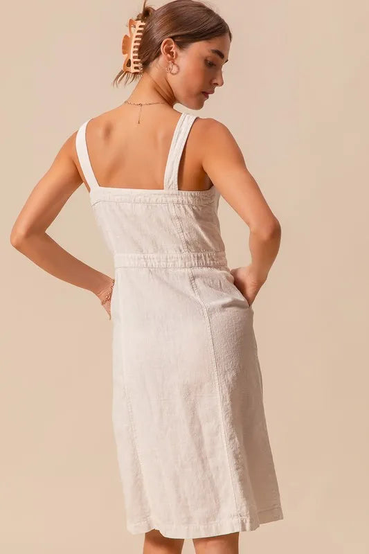 SO ME Button Down Pocket Front Pinafore Dress