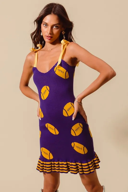 SO ME Gameday Football Knitted Mini Dress