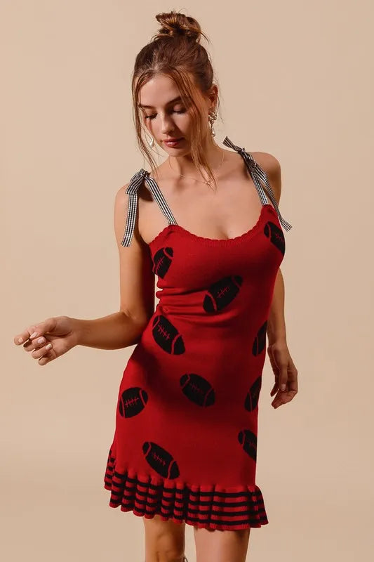 SO ME Gameday Football Knitted Mini Dress