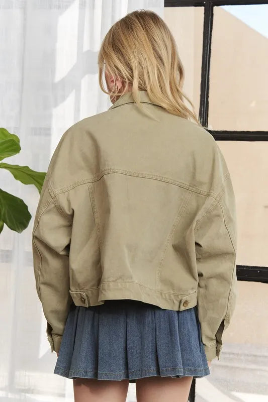 ADORA Canvas Button Up Front Denim Jacket