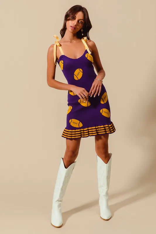 SO ME Gameday Football Knitted Mini Dress
