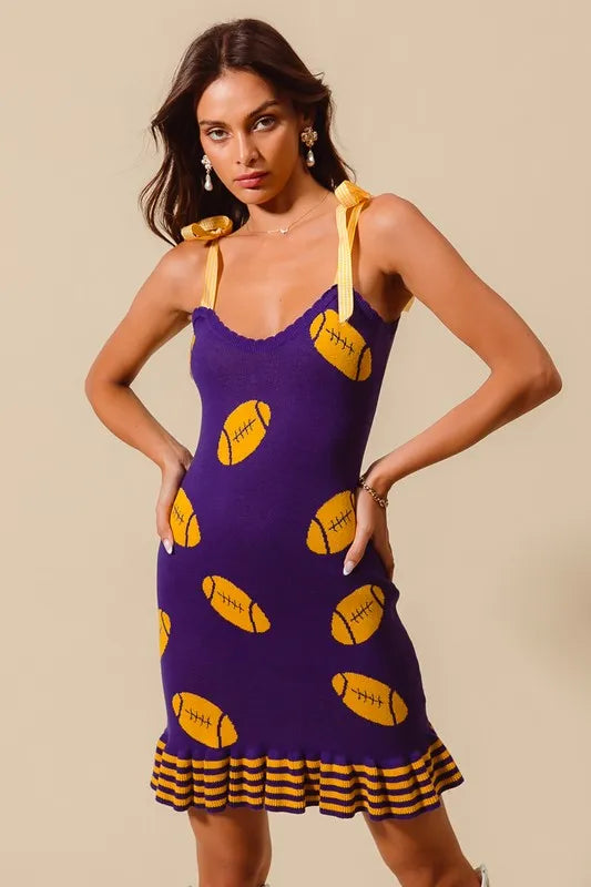SO ME Gameday Football Knitted Mini Dress