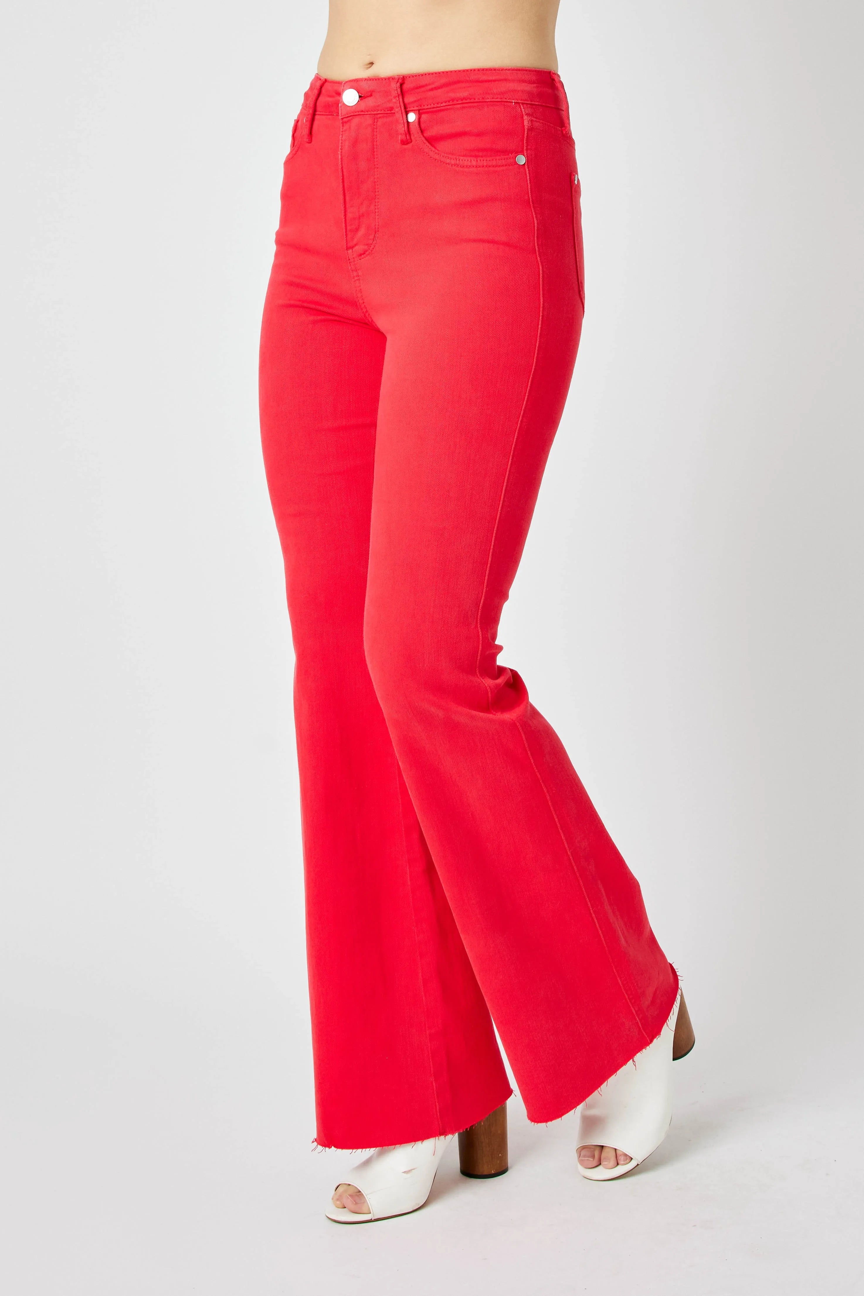 Judy Blue Full Size Hw Tummy Control Garment Dyed Flare Jeans Plus Size