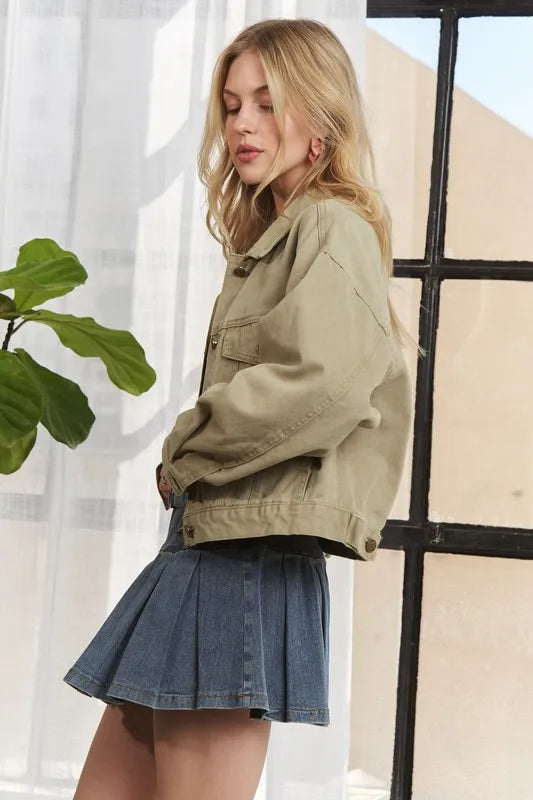 ADORA Canvas Button Up Front Denim Jacket