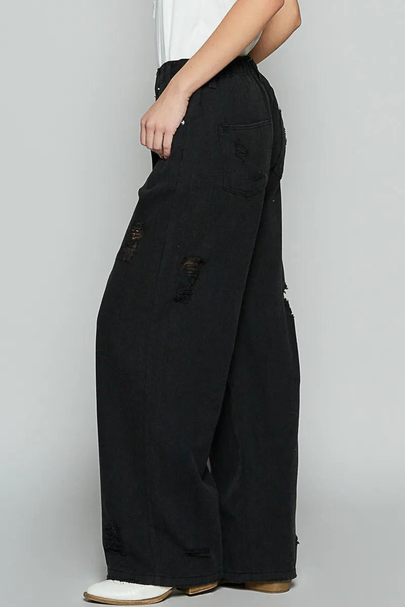 POL Distressed Wide Leg Jeans